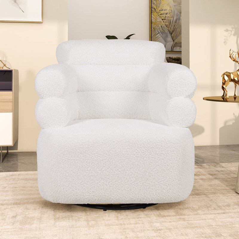 Aghamjot 32.9 Wide Modern Soft Novelty Microfiber Upholstered Swivel Barrel Chair